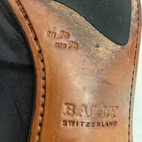 Mens BALLY Dark Grained Gray Slip on Loafer Shoes 9 1/2 - Picture 14 of 16